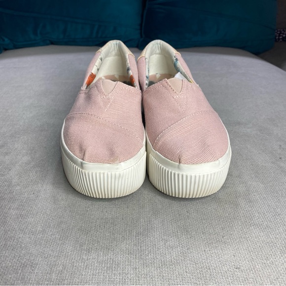 Toms Alpargata Boardwalk Cameo Rose Heritage Pale Pink Platform Peace Sign - Picture 3 of 10